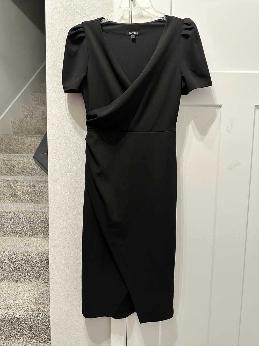 Express Women's Black Wrap Midi Dress size S